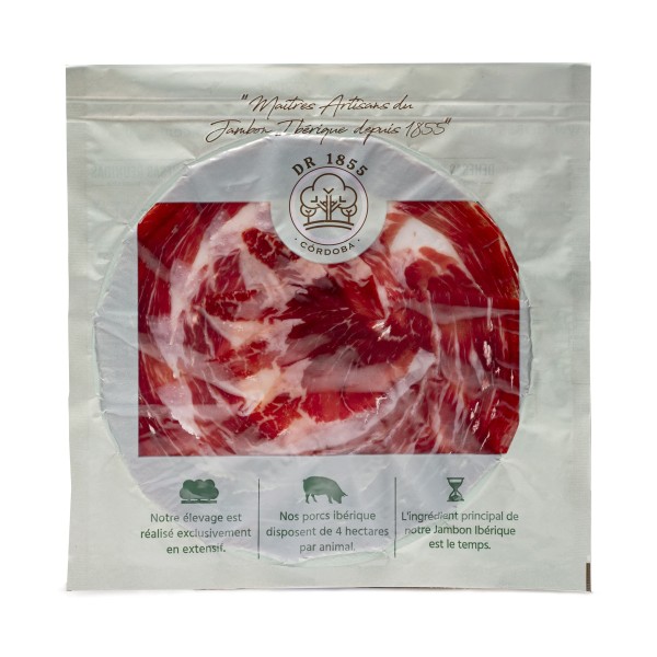 Jambon Bellota 50 % ibérique, tranché à la main au couteau