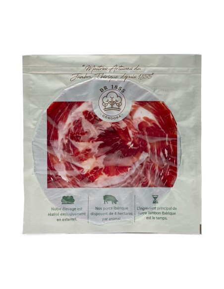 Jambon Bellota 50 % ibérique, tranché à la main au couteau